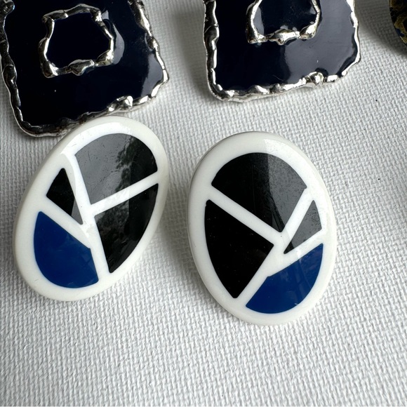 Vintage Lot of Earrings Navy Blue 1980 - Picture 6 of 8